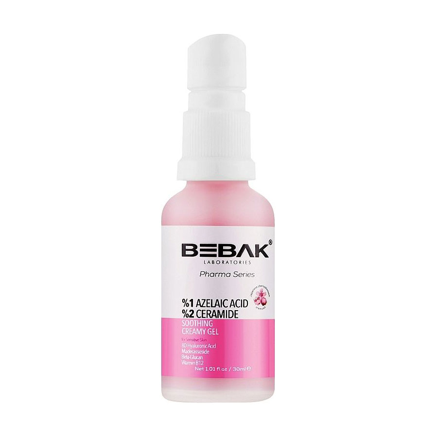 Заспокійливий крем-гель для обличчя BEBAK Pharma Series Soothing Creamy Gel для чутливої шкіри, з азелаїновою кислотою, 30 мл